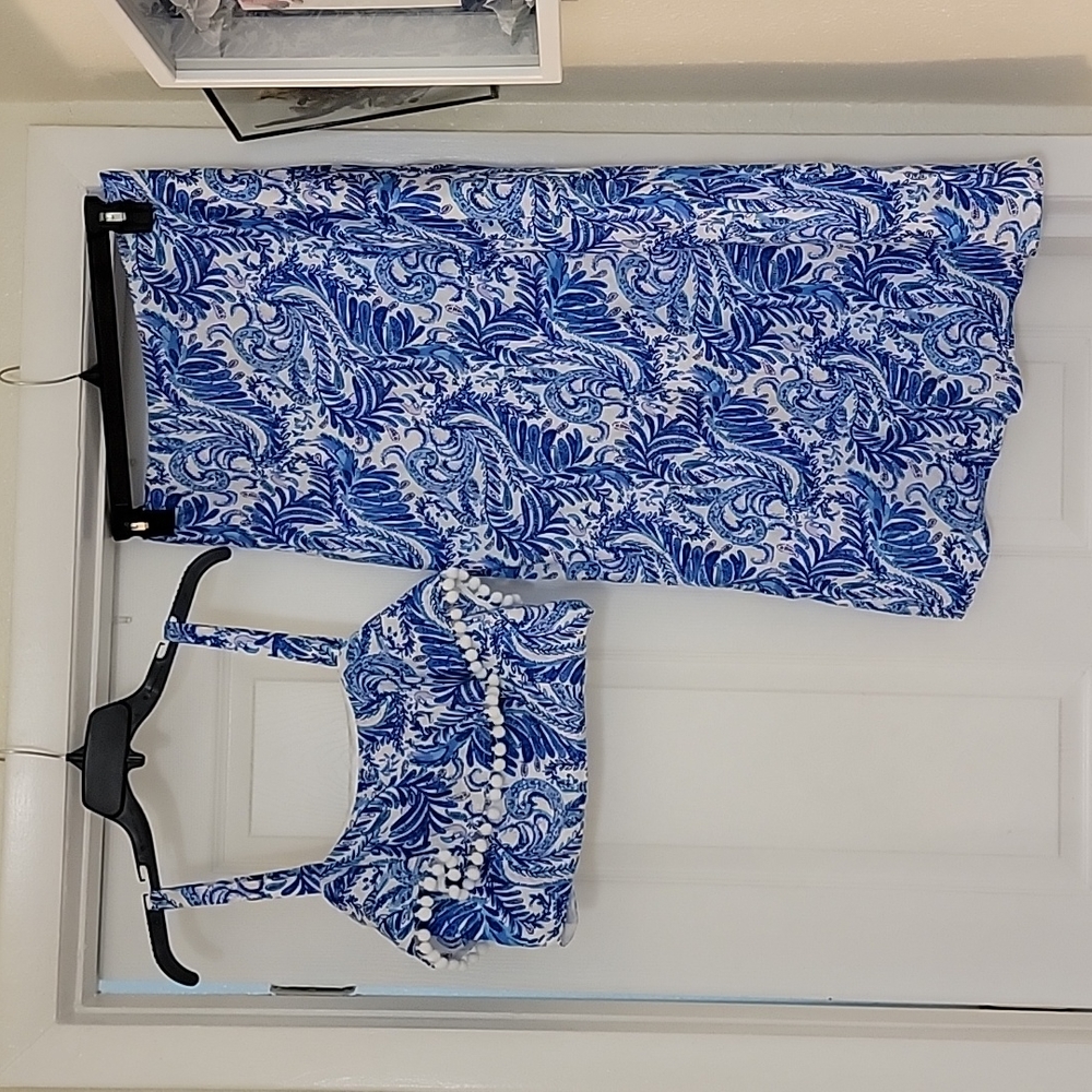 Lilly Pulitzer Blue and White Midi Dress